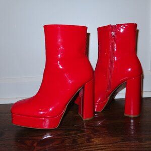 Bold Bright Red Heeled Boots – Statement Style